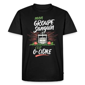 Mon Groupe Sanguin Cidre Humour - T-shirt Premium bio Homme - noir - Devant - Nico (187cm)