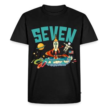 7th Birthday Celebration Outerspace Happy Bday - Men's Premium Organic T-Shirt - black - Front - Nico (187cm)