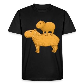 Famille Capybara - T-shirt Premium bio Homme - noir - Devant - Nico (187cm)