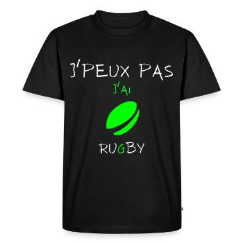 j'peux pas j'ai rugby - T-shirt Premium bio Homme - noir - Devant - Nico (187cm)