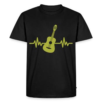 Heartbeat Guitar - Rock 'n' Roll Punk Band Metal - Men's Premium Organic T-Shirt - black - Front - Nico (187cm)