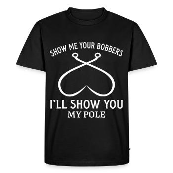 Pêcher Pêcheur Canne à pêche - T-shirt Premium bio Homme - noir - Devant - Nico (187cm)