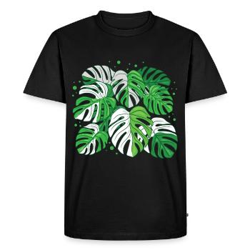 Monstera panaché - T-shirt Premium bio Homme - noir - Devant - Nico (187cm)
