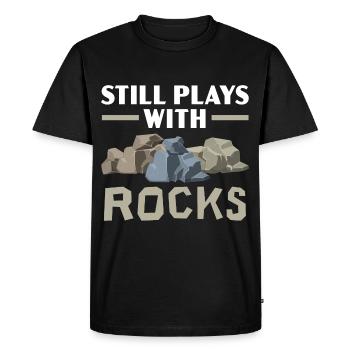 Toujours jouer avec les roches, la géologie, la cueillette de roches - T-shirt Premium bio Homme - noir - Devant - Nico (187cm)