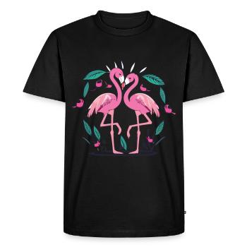 Confiance et affection - Flamants roses de l’amour - T-shirt Premium bio Homme - noir - Devant - Nico (187cm)