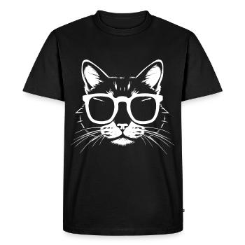 Funny Cat with Sunglasses Kitten Sunglas Cats - Men's Premium Organic T-Shirt - black - Front - Nico (187cm)