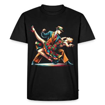 Lindy Hop Dancer Swinging Dancing Swing Dance - Men's Premium Organic T-Shirt - black - Front - Nico (187cm)