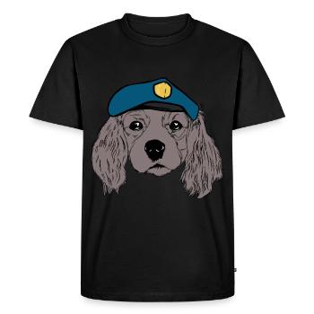 Dog Head Cop Policier Chiens Lumière Bleue Travail - T-shirt Premium bio Homme - noir - Devant - Nico (187cm)