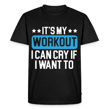 C’est mon entraînement, je peux pleurer quand je veux - T-shirt Premium bio Homme - noir - Devant - Nico (187cm)