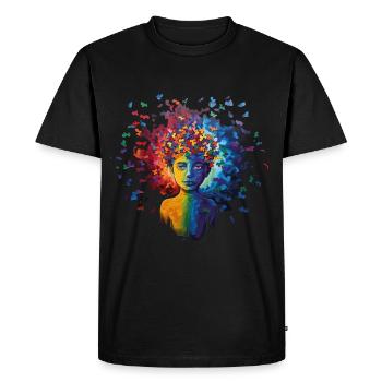 Colorful autism design a sign of diversity - Men's Premium Organic T-Shirt - black - Front - Nico (187cm)
