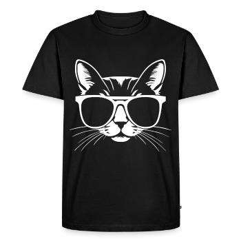 Drôle de chat avec des lunettes de soleil Chaton Sunglas Cats - T-shirt Premium bio Homme - noir - Devant - Nico (187cm)