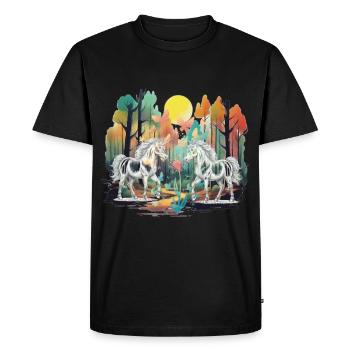Habitants de la forêt Licornes Licornes Créatures mythiques - T-shirt Premium bio Homme - noir - Devant - Nico (187cm)
