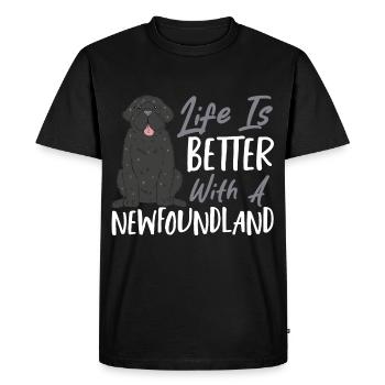 La vie est meilleure avec un Terre-Neuve - T-shirt Premium bio Homme - noir - Devant - Nico (187cm)