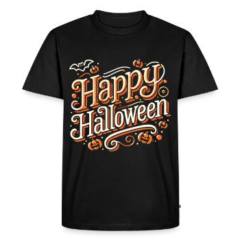 Playful "Happy Halloween" lettering classic - Men's Premium Organic T-Shirt - black - Front - Nico (187cm)