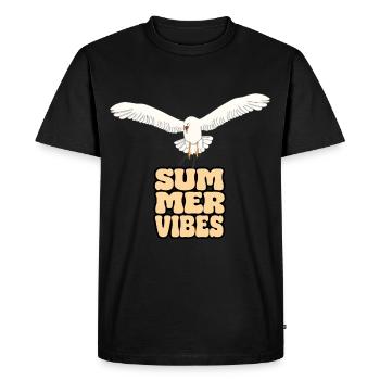 Mouette avec pistolet - Summer Vibes Sea Beach Vacation - T-shirt Premium bio Homme - noir - Devant - Nico (187cm)