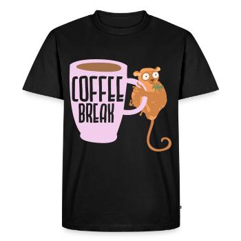 Pause café Tarsier Whisperer Buveur de caféine - T-shirt Premium bio Homme - noir - Devant - Nico (187cm)