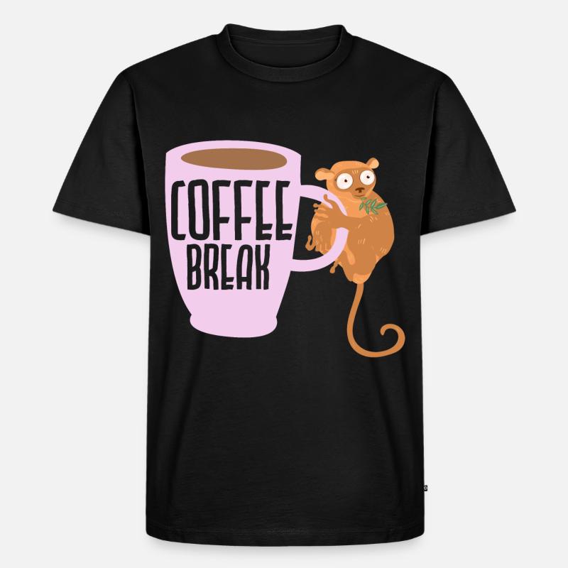 Kaffeepause Tarsierflüsterer Koffeintrinker - Männer Premium Bio T-Shirt - Schwarz