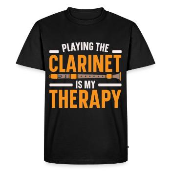 Jouer de la clarinette est mon clarinettiste de thérapie - T-shirt Premium bio Homme - noir - Devant - Nico (187cm)