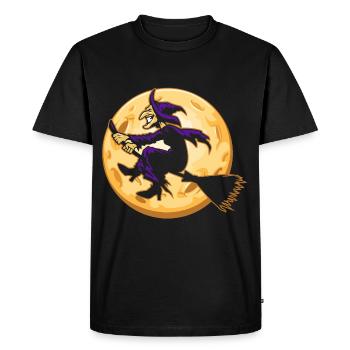 Balai de sorcière Halloween Pleine Lune - T-shirt Premium bio Homme - noir - Devant - Nico (187cm)