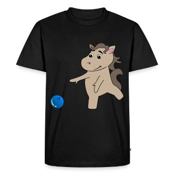 Le poulain de cheval joue au bowling - T-shirt Premium bio Homme - noir - Devant - Nico (187cm)