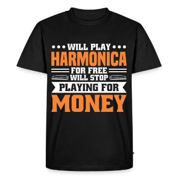 Harmonica Mouth Organ Harmonica Player - Men's Premium Organic T-Shirt - black - Front - Nico (187cm)