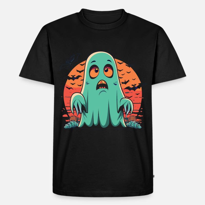 gruseliger Geist im Retro Stil - Männer Premium Bio T-Shirt - Schwarz