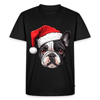 Bouledogue Français tête de chien Noël - T-shirt Premium bio Homme - noir - Devant - Nico (187cm)