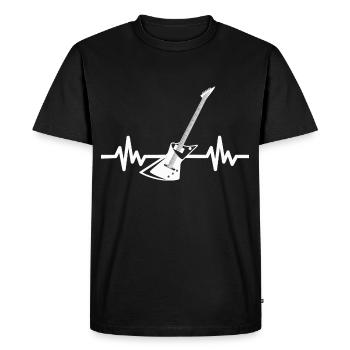 Heartbeat Guitar - Rock n Roll Punk Band Metal - Men's Premium Organic T-Shirt - black - Front - Nico (187cm)
