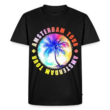 Visite d’Amsterdam colorée - T-shirt Premium bio Homme - noir - Devant - Nico (187cm)