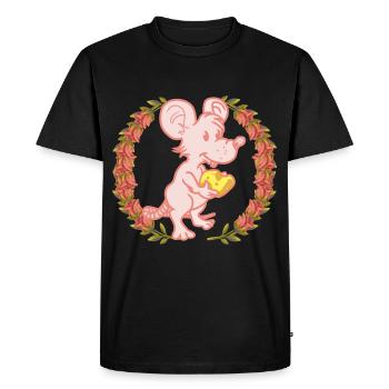 Mouse Birthday Gift Cheese Roses Congratulate - Men's Premium Organic T-Shirt - black - Front - Nico (187cm)