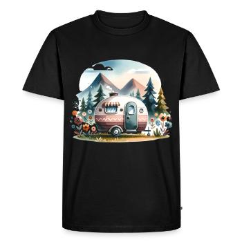 Camping Caravan - Men's Premium Organic T-Shirt - black - Front - Nico (187cm)