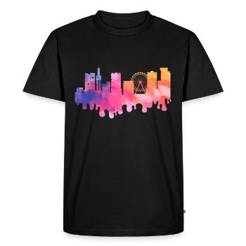 Birmingham Angleterre UK City Skyline Splash Coloré - T-shirt Premium bio Homme - noir - Devant - Nico (187cm)