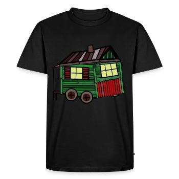 Proud builder wood hut trailer homemade - Men's Premium Organic T-Shirt - black - Front - Nico (187cm)