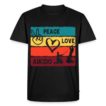 Aïkido Amour Paix - T-shirt Premium bio Homme - noir - Devant - Nico (187cm)