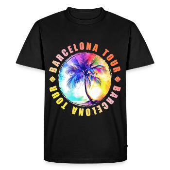 Visite de Barcelone colorée - T-shirt Premium bio Homme - noir - Devant - Nico (187cm)