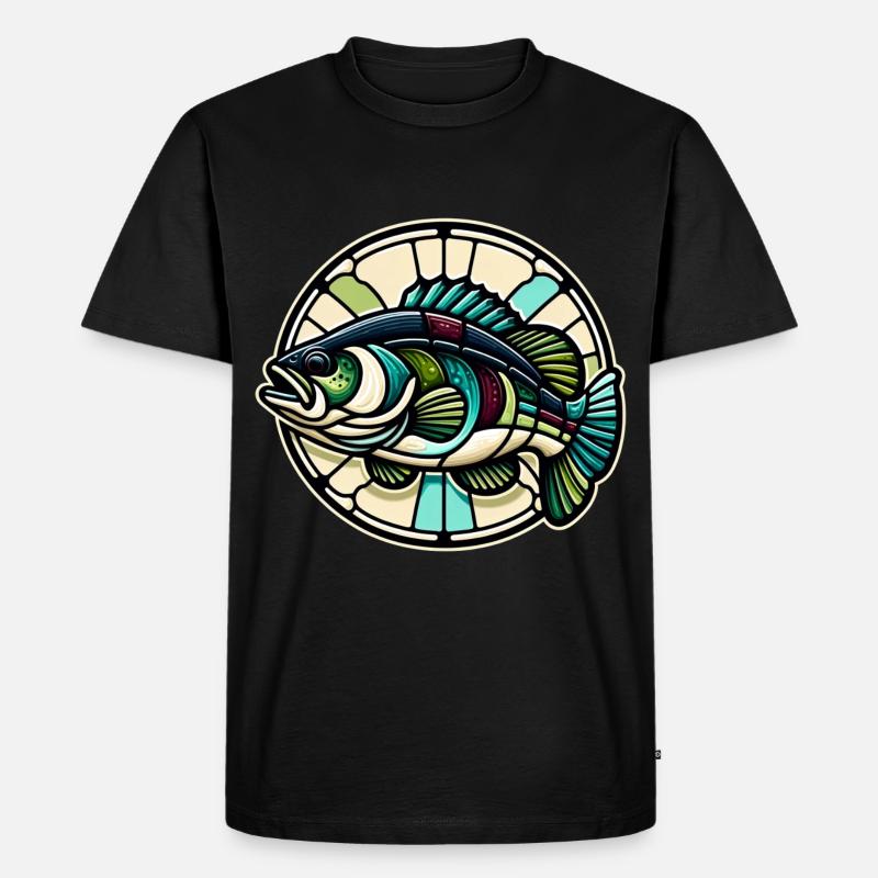 Bassfisch - Männer Premium Bio T-Shirt - Schwarz