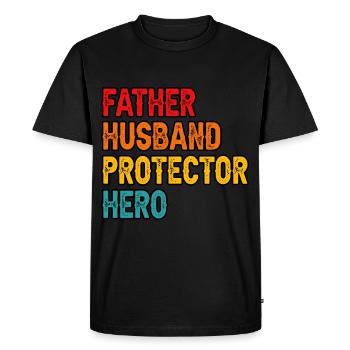 Père Mari Protecteur Héros - T-shirt Premium bio Homme - noir - Devant - Nico (187cm)