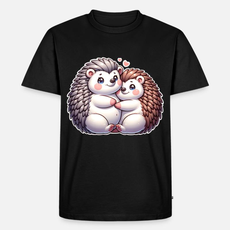 Igel Mama - Männer Premium Bio T-Shirt - Schwarz