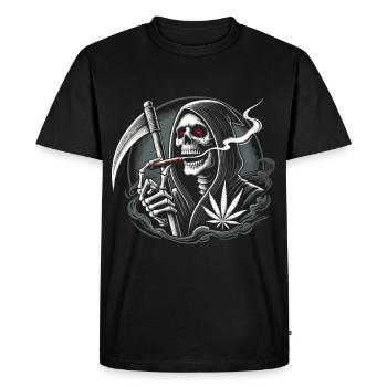 Humour noir fumer Grim Reaper pour Halloween - T-shirt Premium bio Homme - noir - Devant - Nico (187cm)