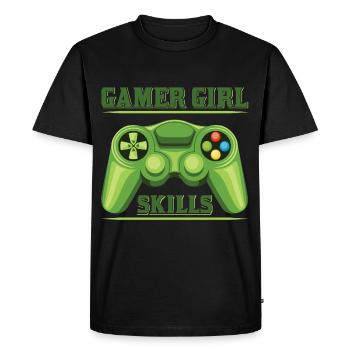 Gamer Girl Skills Women's Gaming Motif Controller - Men's Premium Organic T-Shirt - black - Front - Nico (187cm)