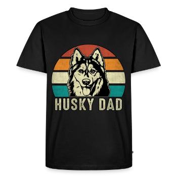 Papa Husky - T-shirt Premium bio Homme - noir - Devant - Nico (187cm)