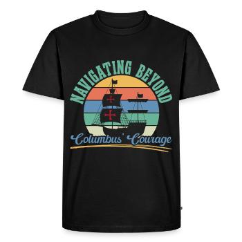 Naviguer au-delà du courage de Christophe Colomb Journée de Christophe Colomb - T-shirt Premium bio Homme - noir - Devant - Nico (187cm)