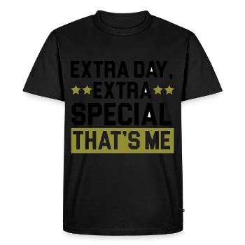 Joyeux anniversaire Année bissextile 29 février Jour bissextile - T-shirt Premium bio Homme - noir - Devant - Nico (187cm)