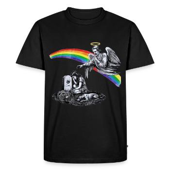 Papa disparu en deuil - T-shirt Premium bio Homme - noir - Devant - Nico (187cm)