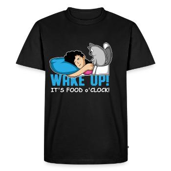 Heureux des chats de la nourriture - T-shirt Premium bio Homme - noir - Devant - Nico (187cm)