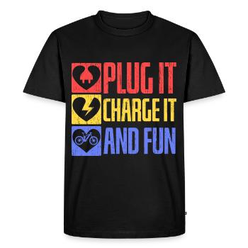 Plug in, charge and have fun electric bike - Men's Premium Organic T-Shirt - black - Front - Nico (187cm)