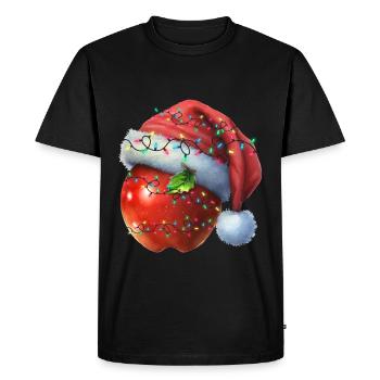 Christmas red apple - Men's Premium Organic T-Shirt - black - Front - Nico (187cm)