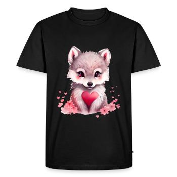 Wolf Cadeau de Saint-Valentin - T-shirt Premium bio Homme - noir - Devant - Nico (187cm)