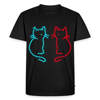 80s 90s Retro Vintage Cats Cat Kitten - Men's Premium Organic T-Shirt - black - Front - Nico (187cm)