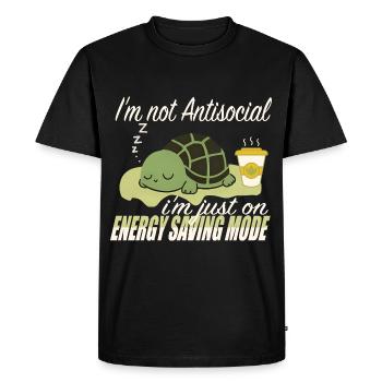 Funny Introvert Quote I’m Just on Energy-Saving - Men's Premium Organic T-Shirt - black - Front - Nico (187cm)
